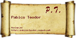 Pabics Teodor névjegykártya